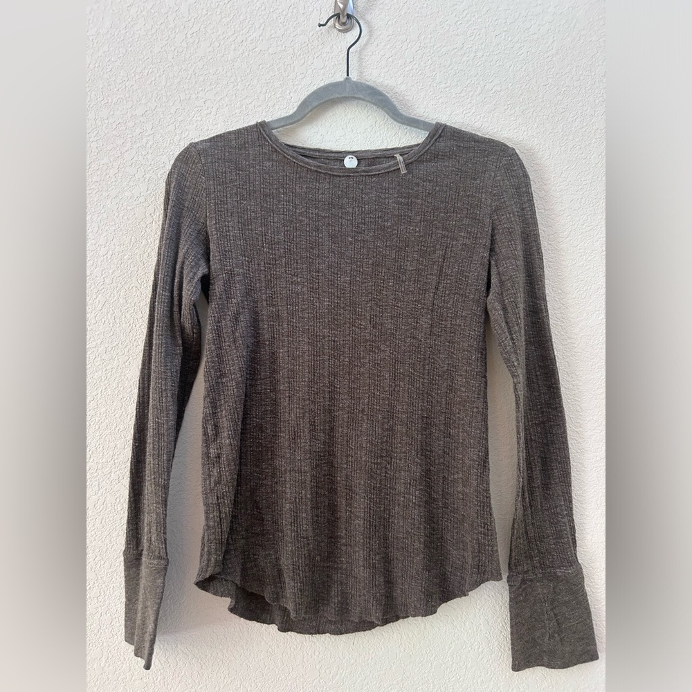 Margaret O’Leary Gray Ribbed Long Sleeve T-Shirt Size S